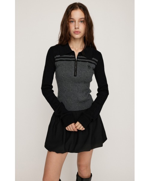 SLY(スライ)の「【限定カラーあり】CABLE COLLAR KNIT TOPS ケーブル カラー ニット トップス 秋服 冬服(ニット/セーター・レディース・ブラック/ライトブルー/イエロー/ネイビー/ブラウン・FREE)」の22枚目の写真