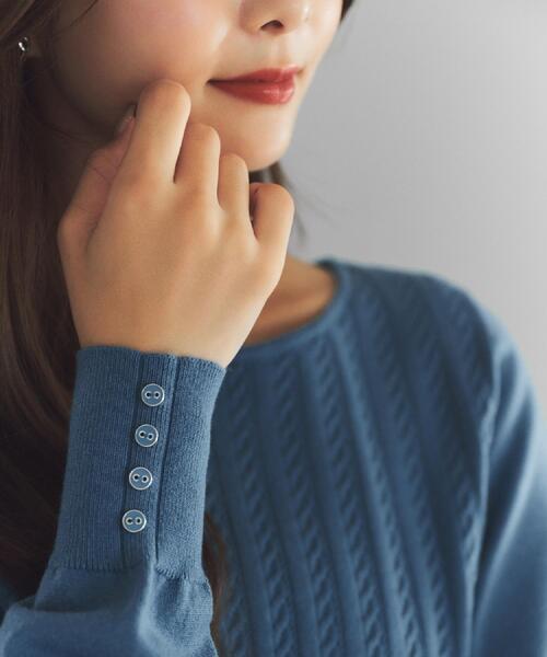 index（インデックス）の「ボートネックケーブルニット【洗濯機OK/抗ピル】（ニット/セーター・レディース・ナチュラル/ブルー/ピンク/ネイビー・36/34/40/38/42）」の7枚目の写真