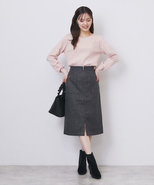 index（インデックス）の「ボートネックケーブルニット【洗濯機OK/抗ピル】（ニット/セーター・レディース・ナチュラル/ブルー/ピンク/ネイビー・36/34/40/38/42）」の13枚目の写真