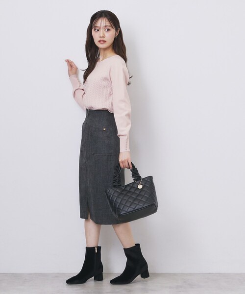 index（インデックス）の「ボートネックケーブルニット【洗濯機OK/抗ピル】（ニット/セーター・レディース・ナチュラル/ブルー/ピンク/ネイビー・36/34/40/38/42）」の14枚目の写真