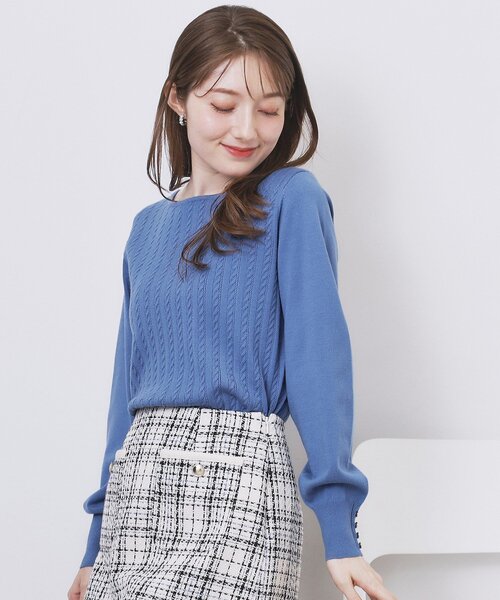 index（インデックス）の「ボートネックケーブルニット【洗濯機OK/抗ピル】（ニット/セーター・レディース・ナチュラル/ブルー/ピンク/ネイビー・36/34/40/38/42）」の16枚目の写真
