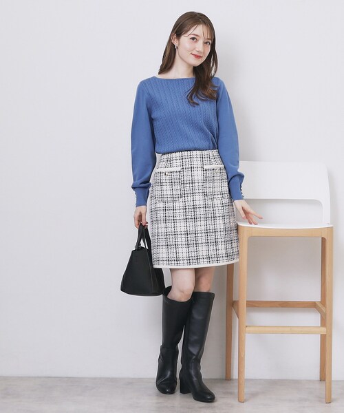 index（インデックス）の「ボートネックケーブルニット【洗濯機OK/抗ピル】（ニット/セーター・レディース・ナチュラル/ブルー/ピンク/ネイビー・36/34/40/38/42）」の17枚目の写真