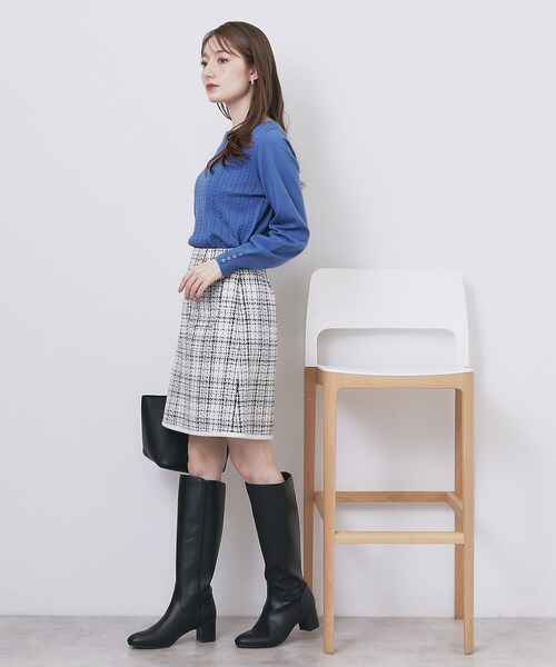 index（インデックス）の「ボートネックケーブルニット【洗濯機OK/抗ピル】（ニット/セーター・レディース・ナチュラル/ブルー/ピンク/ネイビー・36/34/40/38/42）」の18枚目の写真