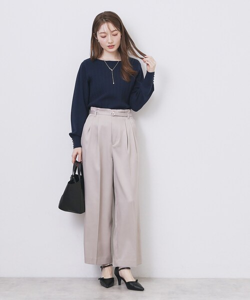 index（インデックス）の「ボートネックケーブルニット【洗濯機OK/抗ピル】（ニット/セーター・レディース・ナチュラル/ブルー/ピンク/ネイビー・36/34/40/38/42）」の21枚目の写真