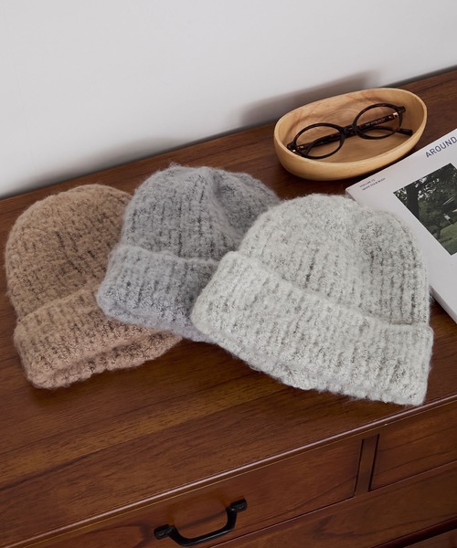 forksy.（フォルクシー）の「【forksy.】バルキーヤーンビーニー（ニットキャップ/ビーニー・レディース・モカ/グレー/アイボリー・FREE）」の5枚目の写真