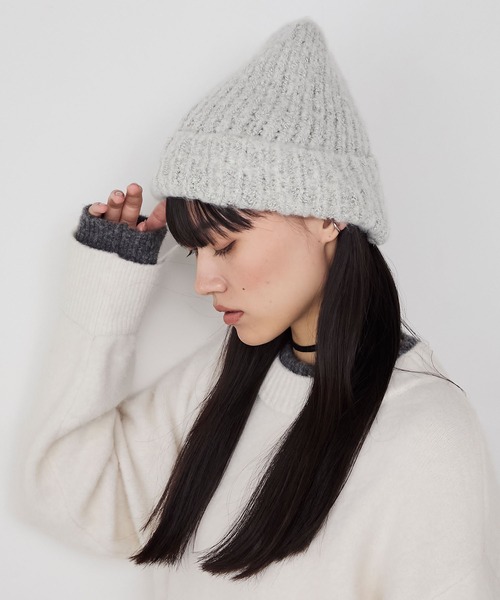 forksy.（フォルクシー）の「【forksy.】バルキーヤーンビーニー（ニットキャップ/ビーニー・レディース・モカ/グレー/アイボリー・FREE）」の12枚目の写真