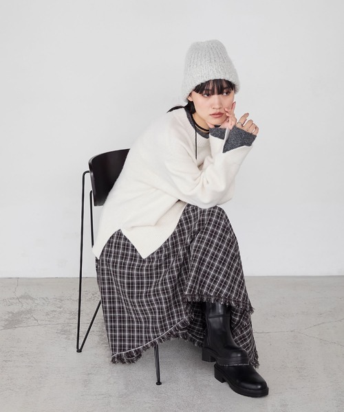 forksy.（フォルクシー）の「【forksy.】バルキーヤーンビーニー（ニットキャップ/ビーニー・レディース・モカ/グレー/アイボリー・FREE）」の15枚目の写真