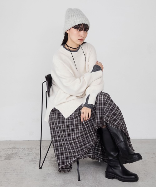 forksy.（フォルクシー）の「【forksy.】バルキーヤーンビーニー（ニットキャップ/ビーニー・レディース・モカ/グレー/アイボリー・FREE）」の16枚目の写真