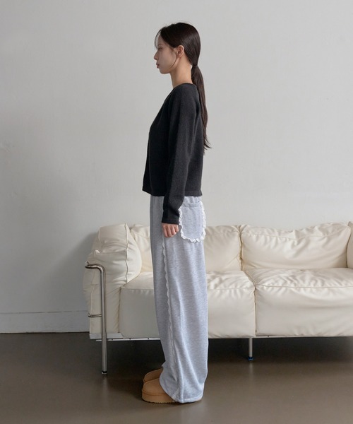 UNE MANSION（ユヌマンション）の「【ストリングによってシルエット変更可能】エッジレースバックポケットスウェットパンツ（スウェットパンツ・レディース・グレー/ブラック・FREE）」の18枚目の写真