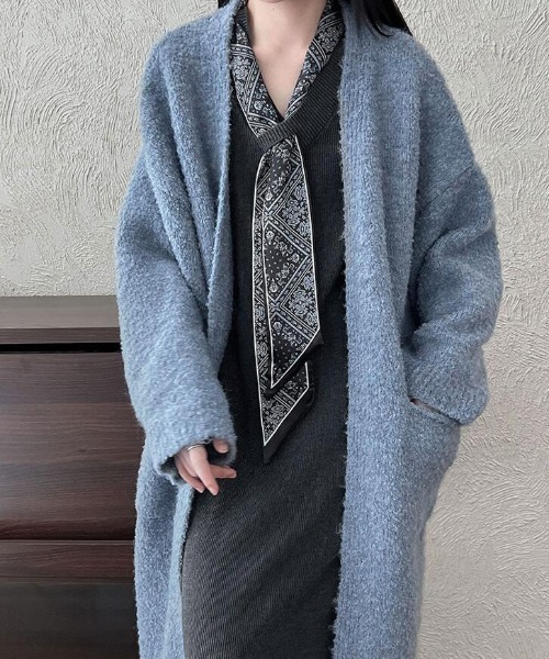 オーバーサイズロングニットカーディガン