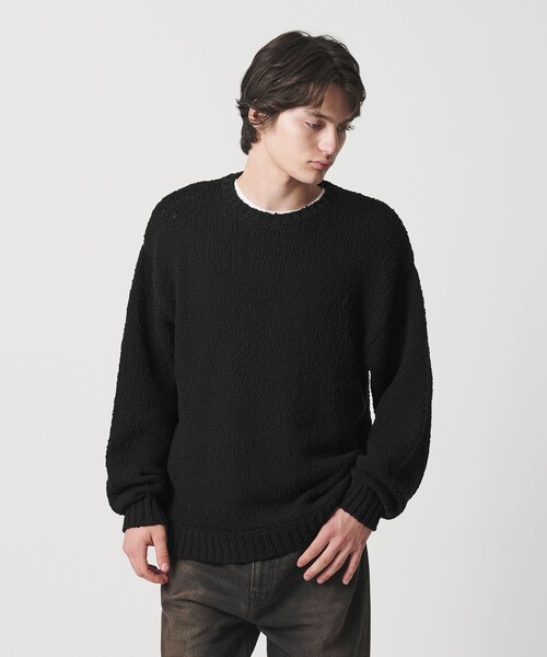 MONKEY TIME（モンキータイム）の「コットン スラブ クルーネック（ニット/セーター・メンズ・ライム/ブラック・S/M/L/XL）」の2枚目の写真