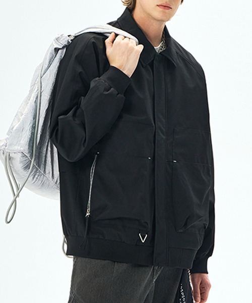 aimoha(アイモハ)の「ジップアップジャケット/zip-up jacket(ナイロンジャケット・メンズ・ダークベージュ/ブラック/オフホワイト・LARGE/MEDIUM)」の2枚目の写真