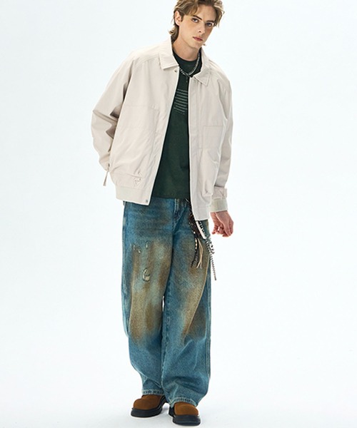 aimoha(アイモハ)の「ジップアップジャケット/zip-up jacket(ナイロンジャケット・メンズ・ダークベージュ/ブラック/オフホワイト・LARGE/MEDIUM)」の8枚目の写真