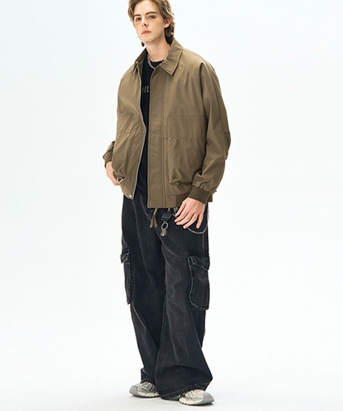 aimoha(アイモハ)の「ジップアップジャケット/zip-up jacket(ナイロンジャケット・メンズ・ダークベージュ/ブラック/オフホワイト・LARGE/MEDIUM)」の11枚目の写真