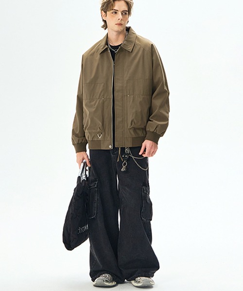 aimoha(アイモハ)の「ジップアップジャケット/zip-up jacket(ナイロンジャケット・メンズ・ダークベージュ/ブラック/オフホワイト・LARGE/MEDIUM)」の13枚目の写真