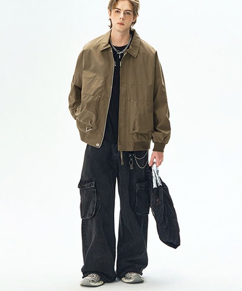 aimoha(アイモハ)の「ジップアップジャケット/zip-up jacket(ナイロンジャケット・メンズ・ダークベージュ/ブラック/オフホワイト・LARGE/MEDIUM)」の14枚目の写真