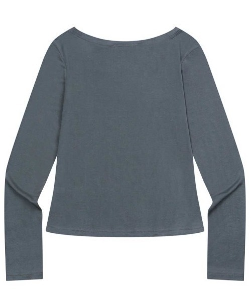 MUCENT(ムセント)の「A'GEM/9 × .kom 『MUCENT/ムーセント』 MASAKA LETTERING U-NECK LONG SLEEVE T/レタリングUネック 長袖カットソー(Tシャツ/カットソー・レディース・チャコールグレー/ブラック・FREE)」の6枚目の写真