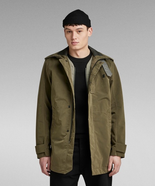 Garber 3 In 1Transeasonal Trench/ミリタリーディテールミドルレングスコート/インナー取り外し可能
