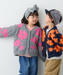 CIAOPANIC TYPY(チャオパニックティピー)の【KIDS】【ジュニアサイズあり】総柄フラワーニットカーデ(カーディガン/ボレロ)