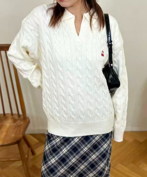 mebole（メボレ）の「Cherry Cable Knit Top（ニット/セーター・レディース・ブルー/アイボリー/ピンク・FREE）」の20枚目の写真