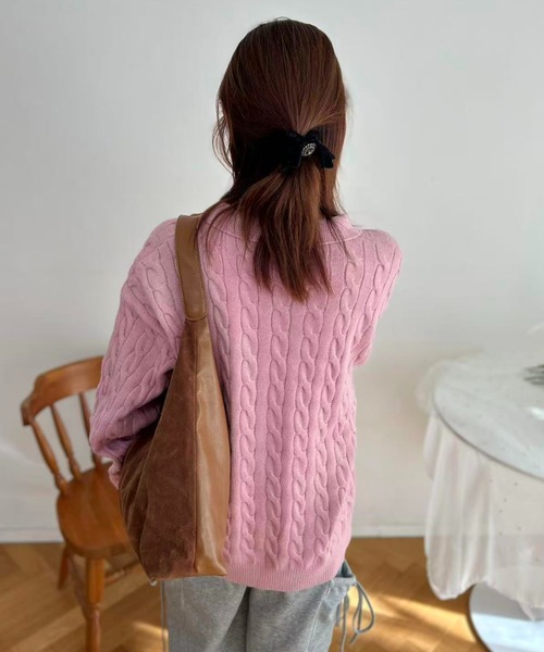 mebole（メボレ）の「Cherry Cable Knit Top（ニット/セーター・レディース・ブルー/アイボリー/ピンク・FREE）」の17枚目の写真