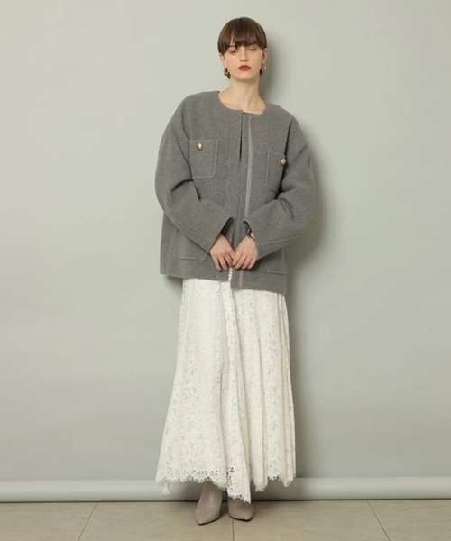 CADUNE（カデュネ）の「ノーカラーポケットコート（ダウンジャケット/コート・レディース・ダークグレー・34/36/38）」の2枚目の写真