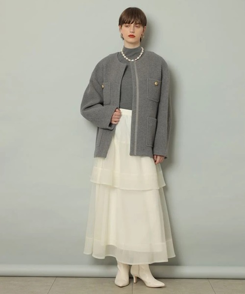 CADUNE（カデュネ）の「ノーカラーポケットコート（ダウンジャケット/コート・レディース・ダークグレー・34/36/38）」の11枚目の写真