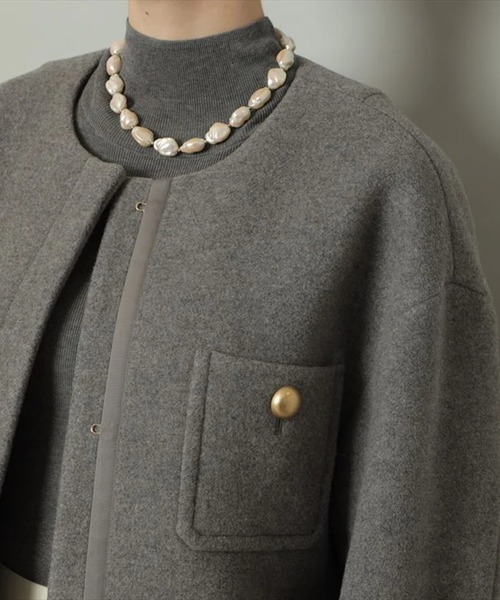 ノーカラーポケットコート（ダウンジャケット/コート）｜CADUNE