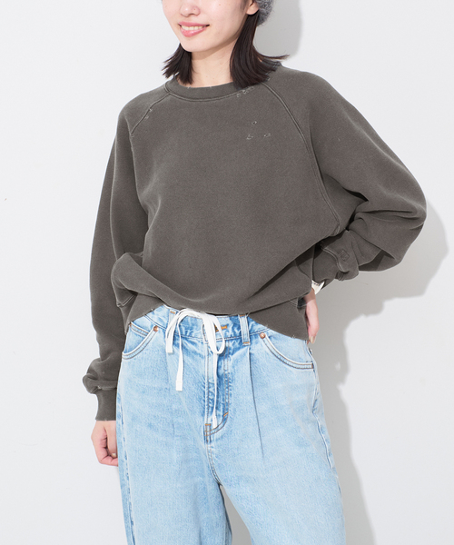 Collegiate Pacific(カレッジエイトパシフィック)の「Collegiate Pacific SLOBE別注 ダメージスウェット(スウェット・レディース・チャコールグレー/ベージュ/ブラウン・FREE)」の11枚目の写真