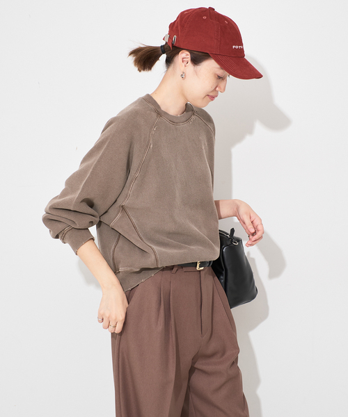 Collegiate Pacific(カレッジエイトパシフィック)の「Collegiate Pacific SLOBE別注 ダメージスウェット(スウェット・レディース・チャコールグレー/ベージュ/ブラウン・FREE)」の18枚目の写真