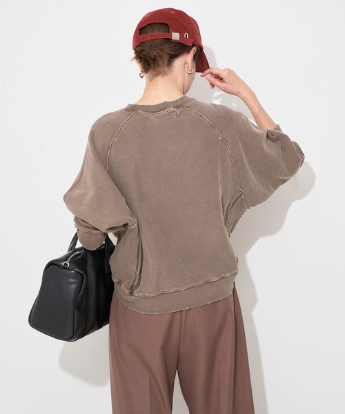 Collegiate Pacific(カレッジエイトパシフィック)の「Collegiate Pacific SLOBE別注 ダメージスウェット(スウェット・レディース・チャコールグレー/ベージュ/ブラウン・FREE)」の19枚目の写真