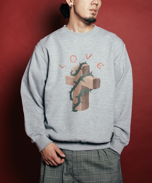 Subciety(サブサエティ)の「Thorn cross sweat shirt(スウェット・メンズ・グレー/ブラック/ストーン・SMALL/MEDIUM/LARGE/X-LARGE/XX-LARGE)」の2枚目の写真