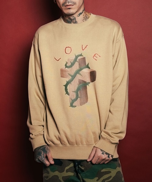 Subciety(サブサエティ)の「Thorn cross sweat shirt(スウェット・メンズ・グレー/ブラック/ストーン・SMALL/MEDIUM/LARGE/X-LARGE/XX-LARGE)」の3枚目の写真