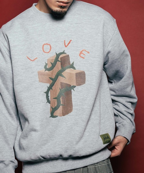 Subciety(サブサエティ)の「Thorn cross sweat shirt(スウェット・メンズ・グレー/ブラック/ストーン・SMALL/MEDIUM/LARGE/X-LARGE/XX-LARGE)」の8枚目の写真