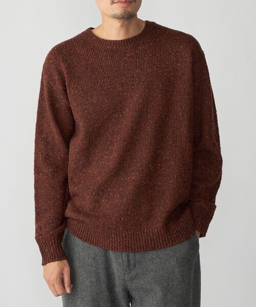 SHIPS（シップス）の「SHIPS: 〈手洗い可能〉カラー ネップ ニット（ニット/セーター・メンズ・オフホワイト/ブラウン/ネイビー/ブラック・SMALL/MEDIUM/LARGE/X-LARGE）」の4枚目の写真