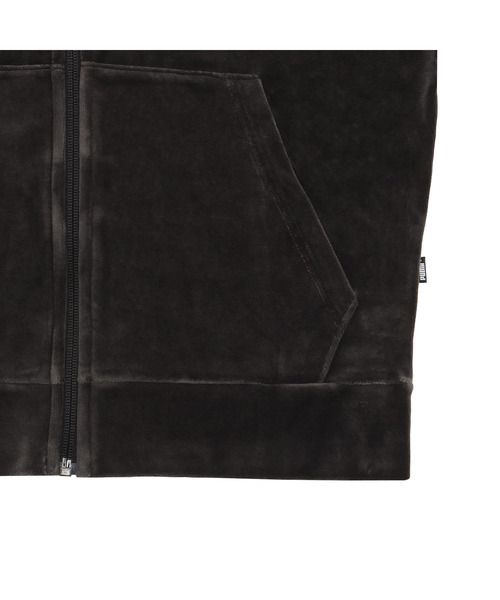 PUMA（プーマ）の「PUMA プーマ ウィメンズ ベロア フルジップ フーディ（パーカー・レディース・ブラック/ヘザーグレー・X-LARGE/SMALL/LARGE/MEDIUM）」の6枚目の写真