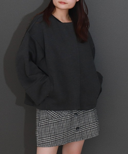 ダンボールポンチコクーンノーカラージャケット（ノーカラージャケット