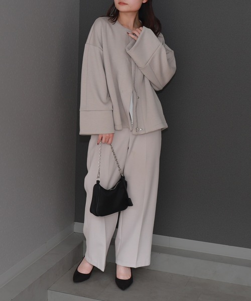 libelle more（リベル モア）の「ダンボールポンチコクーンノーカラージャケット 通勤やオケージョンにも◎ 体型カバー（ノーカラージャケット・レディース・モカ/ブラック/カーキ/グレイッシュベージュ/チャコールグレー・M）」の8枚目の写真