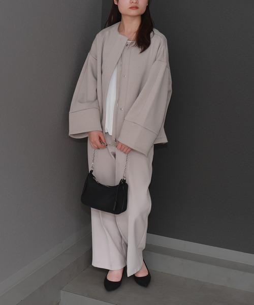 libelle more（リベル モア）の「ダンボールポンチコクーンノーカラージャケット 通勤やオケージョンにも◎ 体型カバー（ノーカラージャケット・レディース・モカ/ブラック/カーキ/グレイッシュベージュ/チャコールグレー・M）」の9枚目の写真