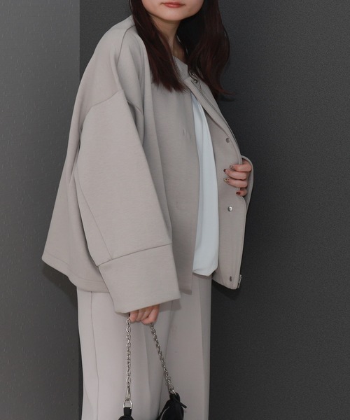 libelle more（リベル モア）の「ダンボールポンチコクーンノーカラージャケット 通勤やオケージョンにも◎ 体型カバー（ノーカラージャケット・レディース・モカ/ブラック/カーキ/グレイッシュベージュ/チャコールグレー・M）」の11枚目の写真