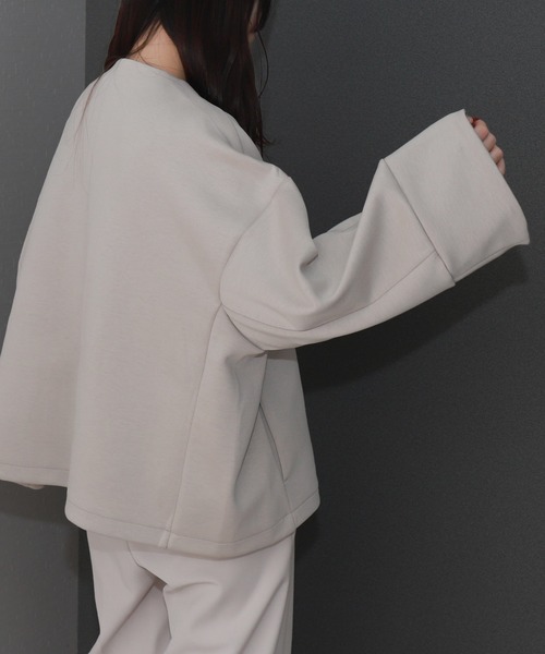 libelle more（リベル モア）の「ダンボールポンチコクーンノーカラージャケット 通勤やオケージョンにも◎ 体型カバー（ノーカラージャケット・レディース・モカ/ブラック/カーキ/グレイッシュベージュ/チャコールグレー・M）」の13枚目の写真