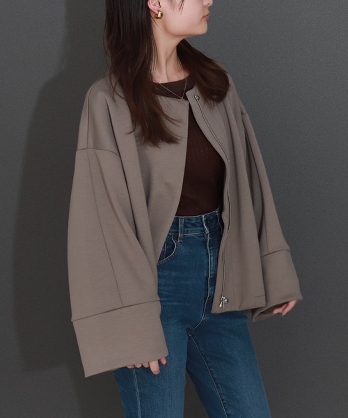 ダンボールポンチコクーンノーカラージャケット（ノーカラージャケット