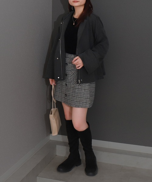 ダンボールポンチコクーンノーカラージャケット（ノーカラージャケット