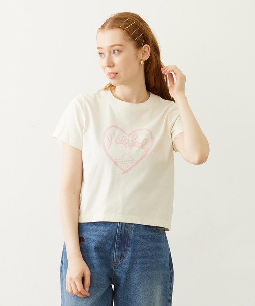 MILKFED.(ミルクフェド)の「HANDWRITTEN HEART COMPACT S/S TEE(Tシャツ/カットソー・レディース・オフホワイト/ライトピンク/チャコール・M/S)」の2枚目の写真