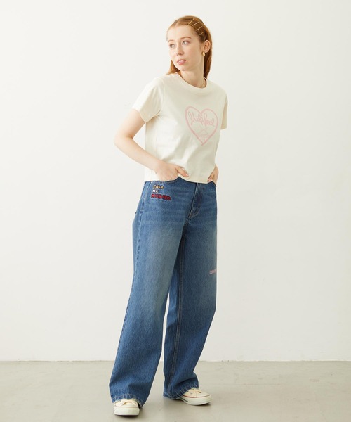 MILKFED.(ミルクフェド)の「HANDWRITTEN HEART COMPACT S/S TEE(Tシャツ/カットソー・レディース・オフホワイト/ライトピンク/チャコール・M/S)」の6枚目の写真