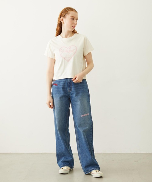 MILKFED.(ミルクフェド)の「HANDWRITTEN HEART COMPACT S/S TEE(Tシャツ/カットソー・レディース・オフホワイト/ライトピンク/チャコール・M/S)」の7枚目の写真