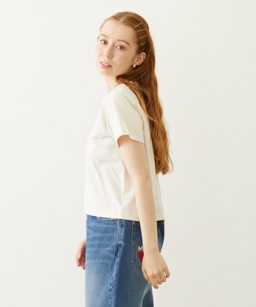 MILKFED.(ミルクフェド)の「HANDWRITTEN HEART COMPACT S/S TEE(Tシャツ/カットソー・レディース・オフホワイト/ライトピンク/チャコール・M/S)」の4枚目の写真