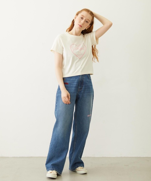 MILKFED.(ミルクフェド)の「HANDWRITTEN HEART COMPACT S/S TEE(Tシャツ/カットソー・レディース・オフホワイト/ライトピンク/チャコール・M/S)」の8枚目の写真
