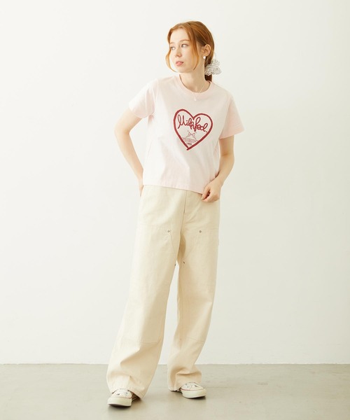 MILKFED.(ミルクフェド)の「HANDWRITTEN HEART COMPACT S/S TEE(Tシャツ/カットソー・レディース・オフホワイト/ライトピンク/チャコール・M/S)」の14枚目の写真