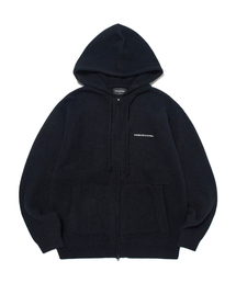 HAIRY KNIT ZIPUP HOODIE (BLACK)